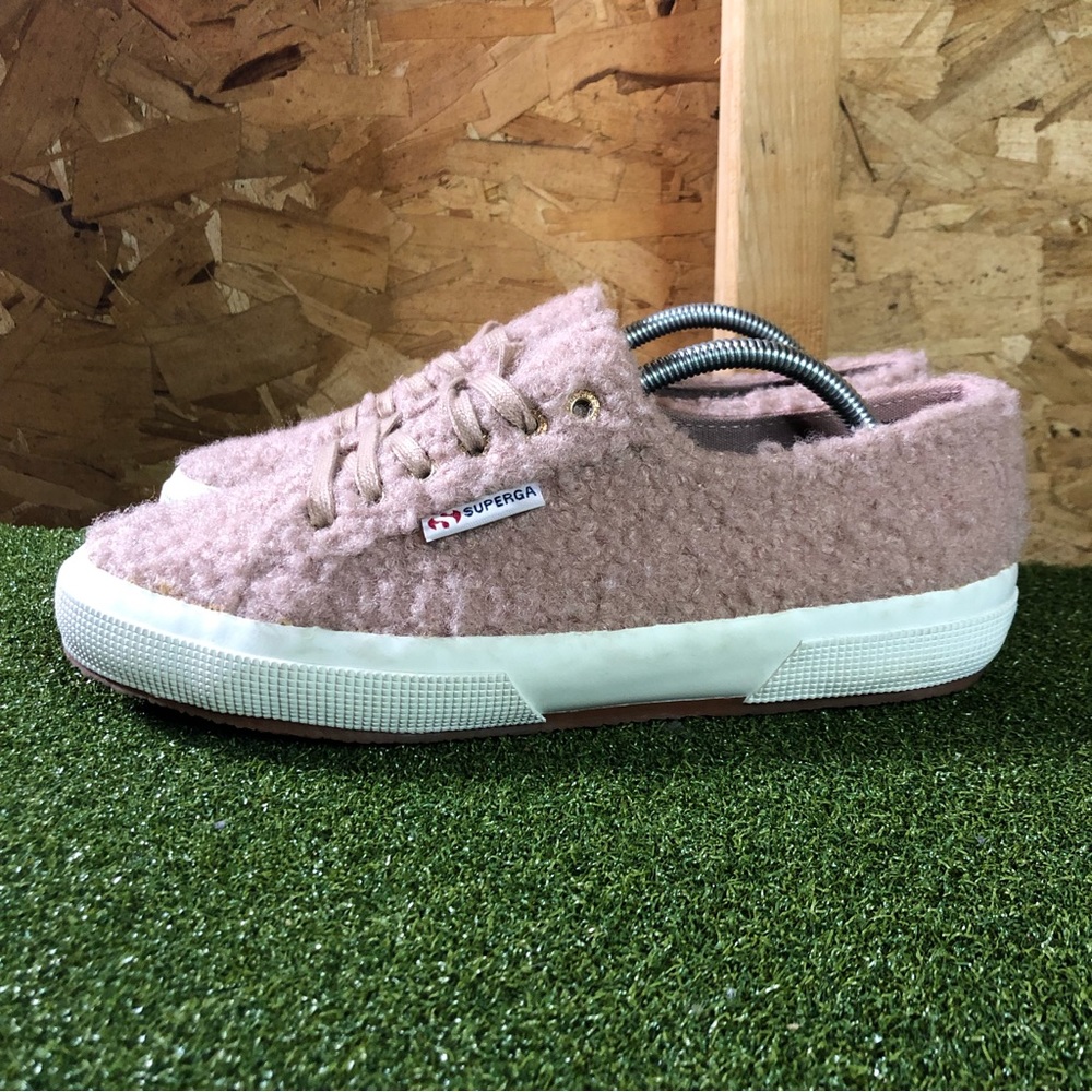 Superga Curly Wool S00EH60 Mauve Pink Lace Up Sneakers Shoes Women’s 8 - Picture 2 of 8